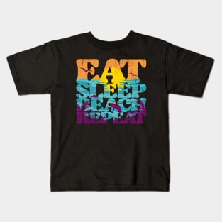 Eat Sleep Beach Repeat retro sunset paradise Kids T-Shirt